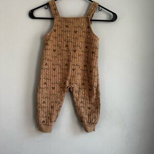 Disney Tan Quilted Ribbed Overalls with Print